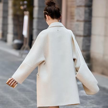 FA48184# 极简风加厚毛呢大衣女中长款秋冬新款翻领宽松气质毛呢外套女 服裝批發女裝批發服飾貨源