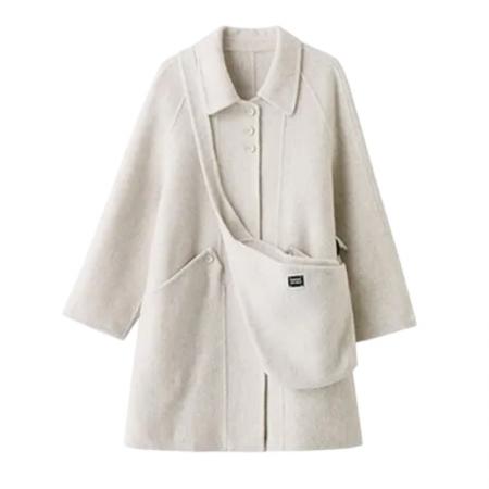 FA48184# 极简风加厚毛呢大衣女中长款秋冬新款翻领宽松气质毛呢外套女 服裝批發女裝批發服飾貨源