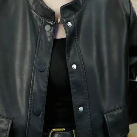 FA48185# 春季新款软皮衣机车皮衣女小个子复古立领休闲皮夹克衫外套 服裝批發女裝批發服飾貨源