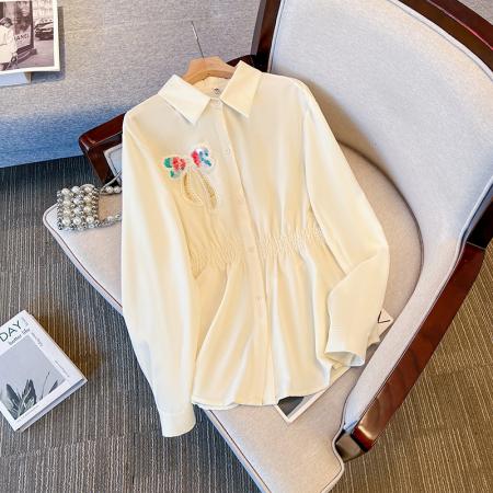 FA48191# 跨境专供东南亚爆款刺绣长袖衬衫女早秋新款复古文艺百搭上衣 服裝批發女裝批發服飾貨源