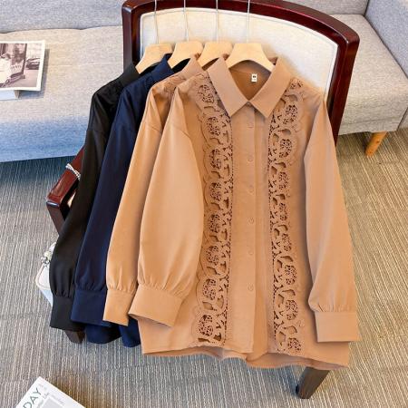 FA48192# 跨境专供东南亚爆款国风衬衫秋季新款休闲宽松圆领轻国风衬衣 服裝批發女裝批發服飾貨源