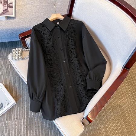 FA48192# 跨境专供东南亚爆款国风衬衫秋季新款休闲宽松圆领轻国风衬衣 服裝批發女裝批發服飾貨源