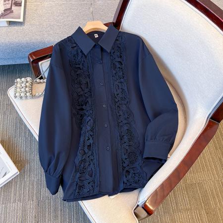 FA48192# 跨境专供东南亚爆款国风衬衫秋季新款休闲宽松圆领轻国风衬衣 服裝批發女裝批發服飾貨源