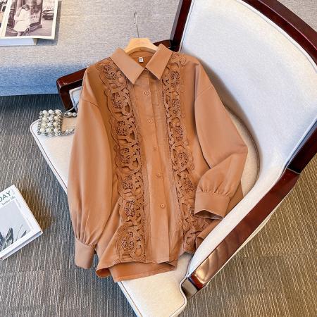 FA48192# 跨境专供东南亚爆款国风衬衫秋季新款休闲宽松圆领轻国风衬衣 服裝批發女裝批發服飾貨源