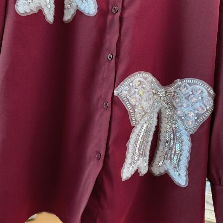 FA48193# 跨境专供秋装时尚宽松长袖衬衫文艺别致减龄设计感重工休闲上衣女 服裝批發女裝批發服飾貨源