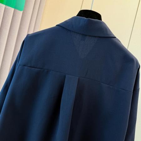 FA48195# 跨境专供春秋爆款刺绣翻领宽松显瘦休闲优雅气质高级感衬衫女上衣 服裝批發女裝批發服飾貨源