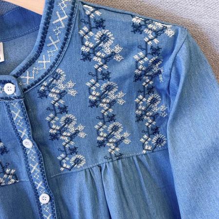 FA48199# 跨境专供春秋新款民族风长袖上衣女宽松显瘦复古设计感衬衫 服裝批發女裝批發服飾貨源