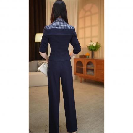 FA48211# 气质西服套装秋季新款时尚西装外套+蕾丝拼接连衣裙两件套