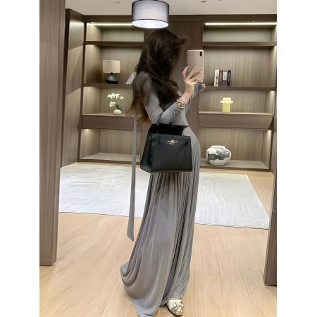 FA48220# 纯欲性感辣妹露背绑带U型连衣裙女秋季新款修身捏褶大裙摆长裙子 服裝批發女裝批發服飾貨源