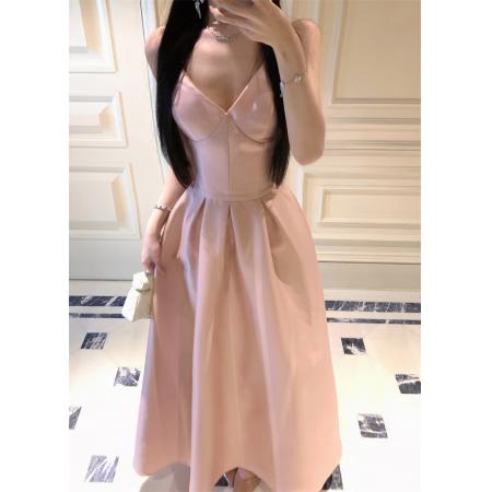 FA48227# 吊带女高级感名媛千金生日party小礼服气质长裙收腰公主裙 服裝批發女裝批發服飾貨源