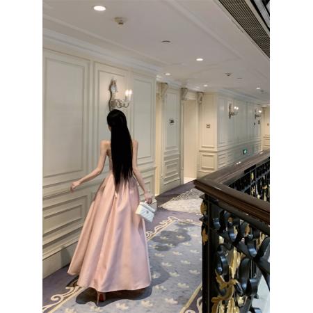 FA48227# 吊带女高级感名媛千金生日party小礼服气质长裙收腰公主裙 服裝批發女裝批發服飾貨源