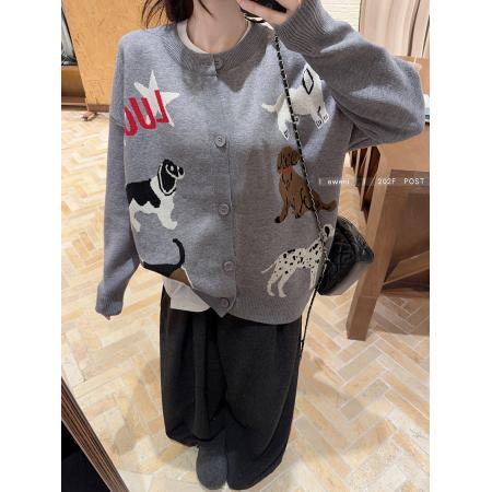 FA48241# 北极绒长袖上衣针织衫提花打底衫女秋冬开衫外套保暖毛衣 服裝批發女裝批發服飾貨源