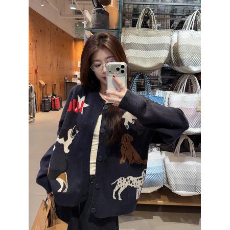 FA48241# 北极绒长袖上衣针织衫提花打底衫女秋冬开衫外套保暖毛衣 服裝批發女裝批發服飾貨源