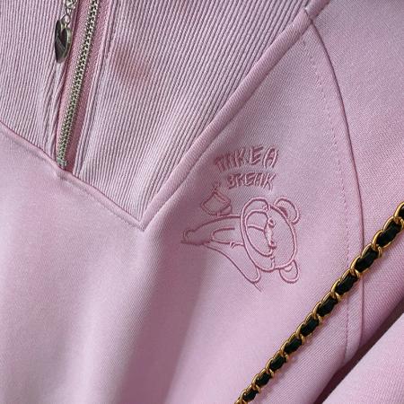 FA48245# 华棉复合春秋薄款刺绣花拉链长袖上衣大码女装200斤 服裝批發女裝批發服飾貨源