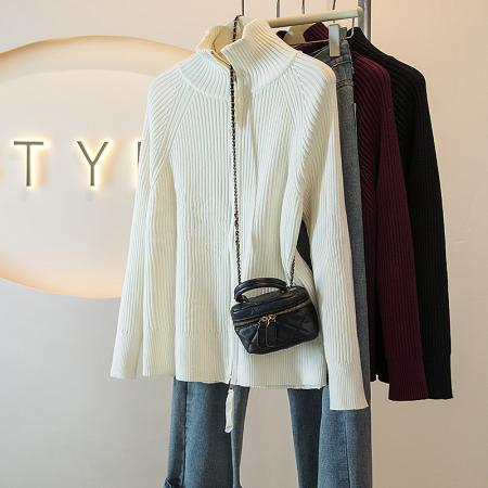 FA48253# 大码女装秋冬新款韩系高级感气质纯色双拉链针织衫外套上衣 服裝批發女裝批發服飾貨源