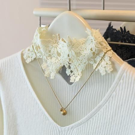 FA48256# 大码女装冬冬新款韩纯欲蕾丝拼接网纱毛针织修身弹力打底上衣 服裝批發女裝批發服飾貨源