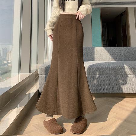 FA48258# 冬新款网红羊绒半身裙百搭显瘦气质中长鱼尾裙半身裙 服裝批發女裝批發服飾貨源