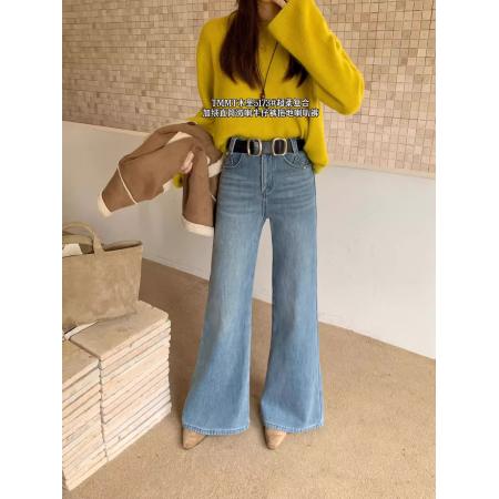 FA48265# 木里-弹力直筒喇叭不贴腿微喇牛仔裤 服裝批發女裝批發服飾貨源