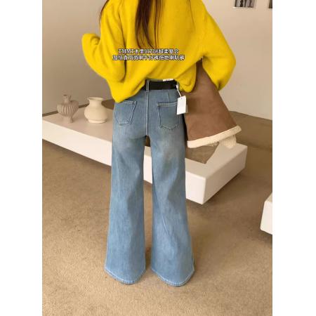 FA48265# 木里-弹力直筒喇叭不贴腿微喇牛仔裤 服裝批發女裝批發服飾貨源