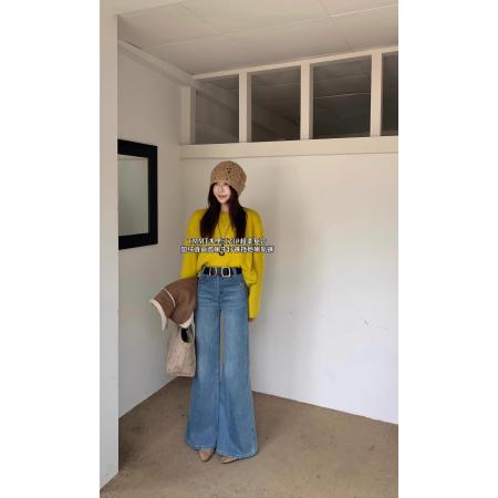 FA48265# 木里-弹力直筒喇叭不贴腿微喇牛仔裤 服裝批發女裝批發服飾貨源