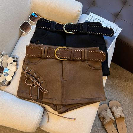 FA48304# 巨好看鹿皮绒短裙女新款甜辣妹工装裤裙穿搭高腰半身裙 服裝批發女裝批發服飾貨源