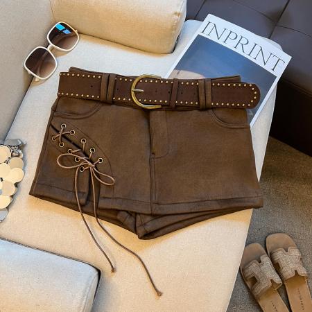 FA48304# 巨好看鹿皮绒短裙女新款甜辣妹工装裤裙穿搭高腰半身裙 服裝批發女裝批發服飾貨源