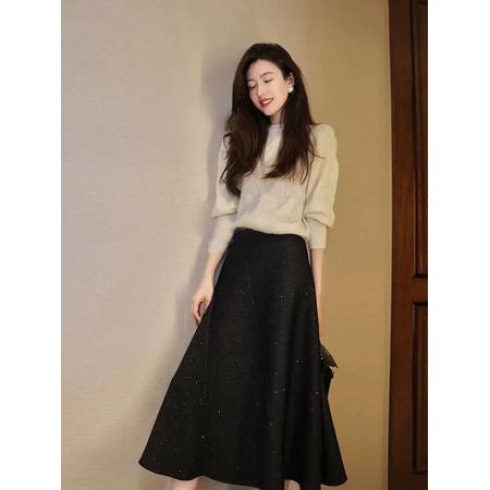 FA48315# 毛呢半身裙女春秋配毛衣高级感包臀裙新款洋气温柔系穿搭复古裙子 服裝批發女裝批發服飾貨源