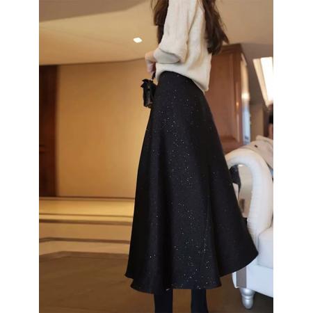 FA48315# 毛呢半身裙女春秋配毛衣高级感包臀裙新款洋气温柔系穿搭复古裙子 服裝批發女裝批發服飾貨源