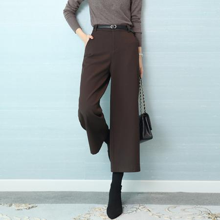 FA48316# 八分毛呢阔腿裤女士秋冬装新款裤子显瘦高腰直筒休闲裤 服裝批發女裝批發服飾貨源