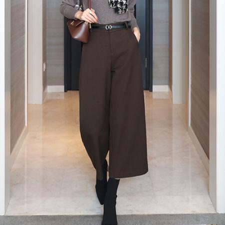 FA48316# 八分毛呢阔腿裤女士秋冬装新款裤子显瘦高腰直筒休闲裤 服裝批發女裝批發服飾貨源