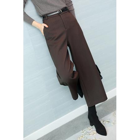 FA48316# 八分毛呢阔腿裤女士秋冬装新款裤子显瘦高腰直筒休闲裤 服裝批發女裝批發服飾貨源