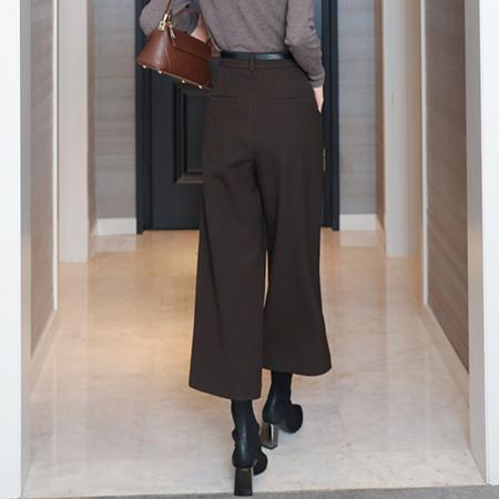 FA48316# 八分毛呢阔腿裤女士秋冬装新款裤子显瘦高腰直筒休闲裤 服裝批發女裝批發服飾貨源