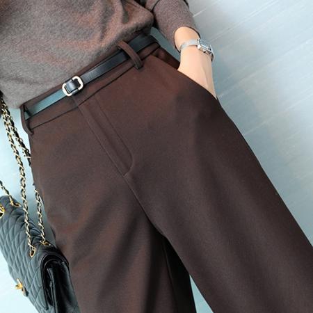 FA48316# 八分毛呢阔腿裤女士秋冬装新款裤子显瘦高腰直筒休闲裤 服裝批發女裝批發服飾貨源