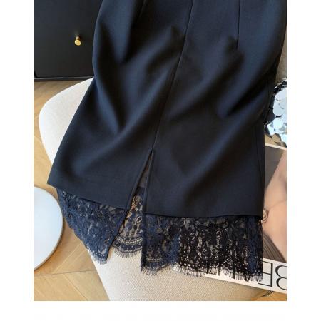 FA48318# 高品质轻奢蕾丝拼接半身裙女秋季新款职场白领直筒一步包臀裙 服裝批發女裝批發服飾貨源
