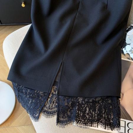 FA48318# 高品质轻奢蕾丝拼接半身裙女秋季新款职场白领直筒一步包臀裙 服裝批發女裝批發服飾貨源