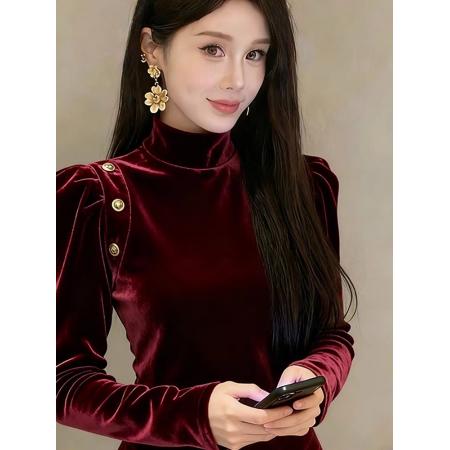 FA48319# 法式酒红色金...