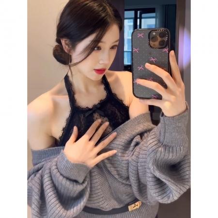 FA48322# 法式新款V领毛衣女秋冬外穿潮 服裝批發女裝批發服飾貨源