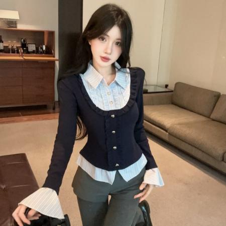 FA48336# 法式假两件女...