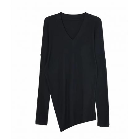 FA48338# 新款V领设计感素版蝙蝠袖磨毛百搭T裙 服裝批發女裝批發服飾貨源