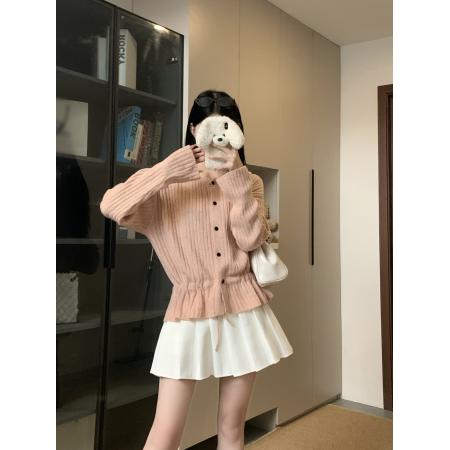 FA48353# 早秋穿搭薄款外搭针织开衫新款胖mm秋季收腰针织衫上衣 服裝批發女裝批發服飾貨源