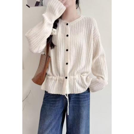 FA48353# 早秋穿搭薄款外搭针织开衫新款胖mm秋季收腰针织衫上衣 服裝批發女裝批發服飾貨源