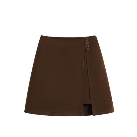 FA48356# 纺羊绒毛呢半身裙女秋冬大码a字开叉短裙显瘦包臀裙裤裙 服裝批發女裝批發服飾貨源