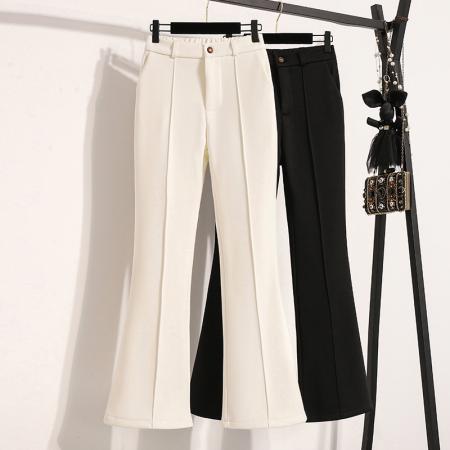 FA48357# 简约百搭休闲宽松型大喇叭型长裤九分垂感拖地阔腿西装加绒 服裝批發女裝批發服飾貨源