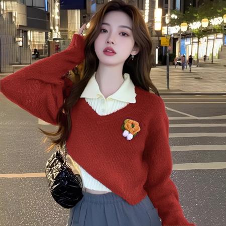 FA48365# 甜美毛衣套装秋冬新款小众短款显瘦针织衫辣妹纯欲风上衣 服裝批發女裝批發服飾貨源