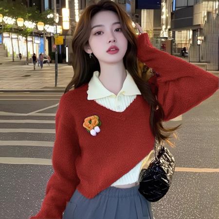 FA48365# 甜美毛衣套装秋冬新款小众短款显瘦针织衫辣妹纯欲风上衣 服裝批發女裝批發服飾貨源