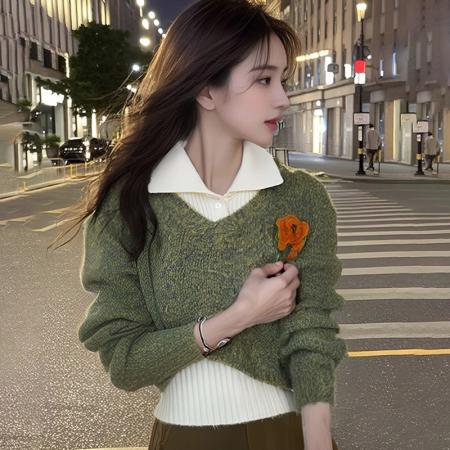 FA48365# 甜美毛衣套装秋冬新款小众短款显瘦针织衫辣妹纯欲风上衣 服裝批發女裝批發服飾貨源