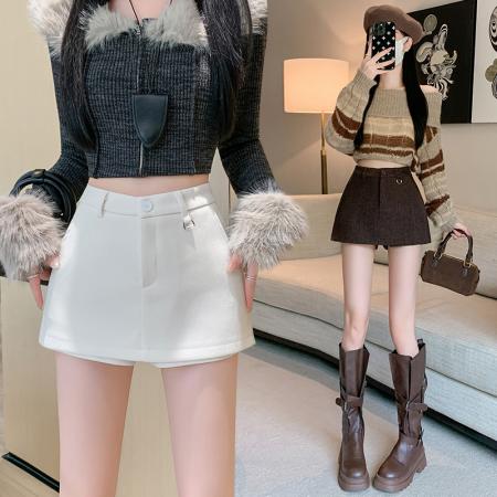 FA48375# 辣妹毛呢高腰半身裙女秋冬气质显瘦A字裙短裙 服裝批發女裝批發服飾貨源
