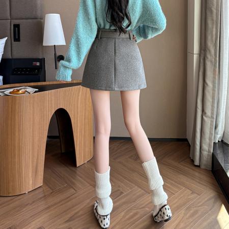 FA48378# 毛呢半身裙女秋冬季高腰包臀裙高腰a字短裙 服裝批發女裝批發服飾貨源