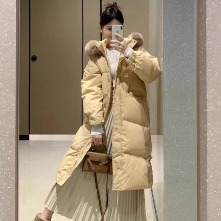 FA48382# 冬新款中国结中长款羽绒棉服女韩系加厚棉袄大毛领棉衣外套潮 服裝批發女裝批發服飾貨源