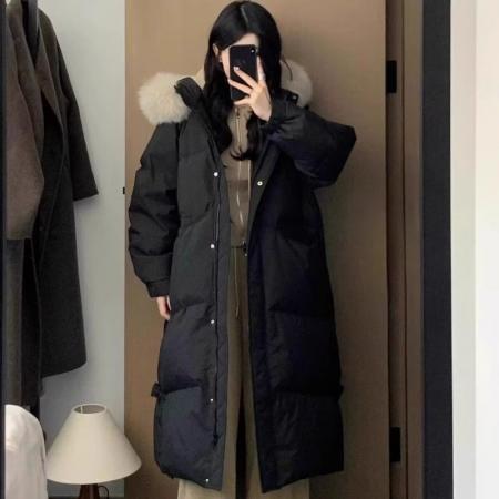 FA48382# 冬新款中国结中长款羽绒棉服女韩系加厚棉袄大毛领棉衣外套潮 服裝批發女裝批發服飾貨源